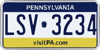 PA license plate LSV3234