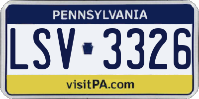PA license plate LSV3326