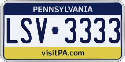 PA license plate LSV3333