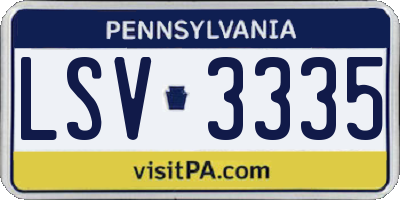 PA license plate LSV3335