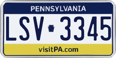 PA license plate LSV3345