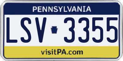 PA license plate LSV3355