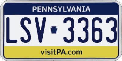 PA license plate LSV3363
