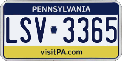 PA license plate LSV3365