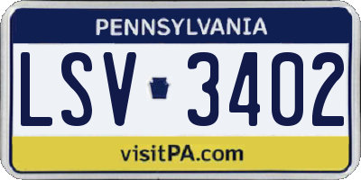 PA license plate LSV3402