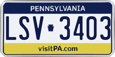 PA license plate LSV3403