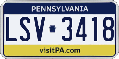 PA license plate LSV3418
