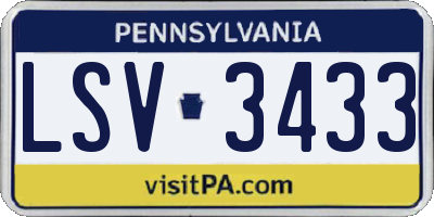 PA license plate LSV3433