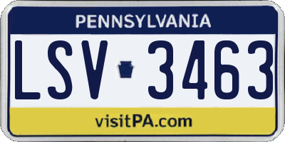 PA license plate LSV3463