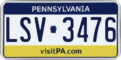 PA license plate LSV3476