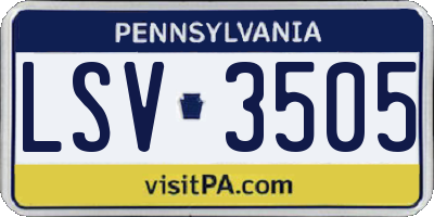 PA license plate LSV3505