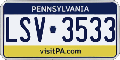 PA license plate LSV3533