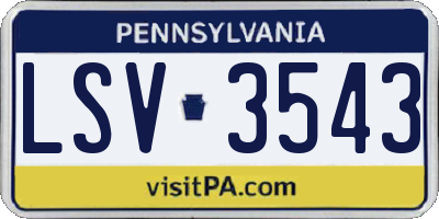 PA license plate LSV3543