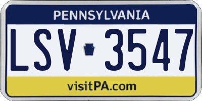 PA license plate LSV3547