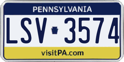 PA license plate LSV3574
