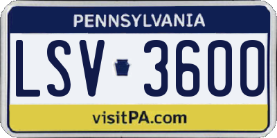 PA license plate LSV3600