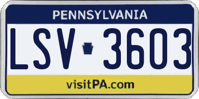 PA license plate LSV3603