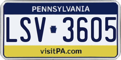 PA license plate LSV3605