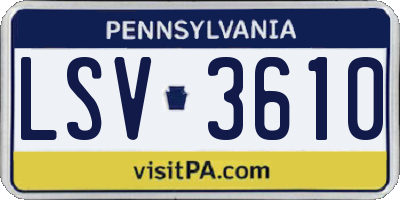 PA license plate LSV3610