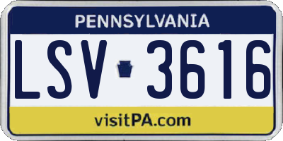PA license plate LSV3616