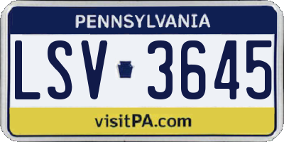 PA license plate LSV3645
