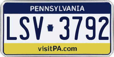 PA license plate LSV3792