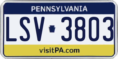 PA license plate LSV3803