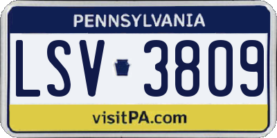 PA license plate LSV3809