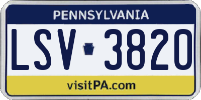 PA license plate LSV3820