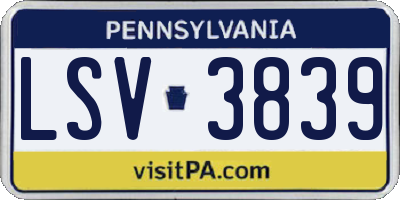 PA license plate LSV3839