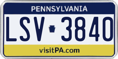PA license plate LSV3840