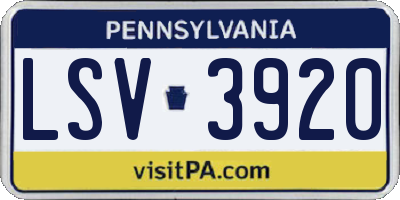 PA license plate LSV3920