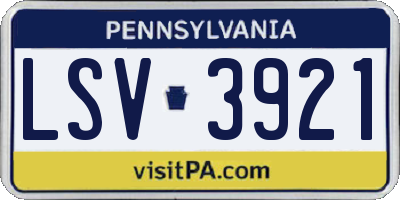 PA license plate LSV3921