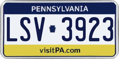 PA license plate LSV3923