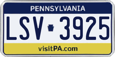 PA license plate LSV3925