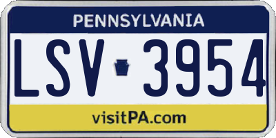 PA license plate LSV3954