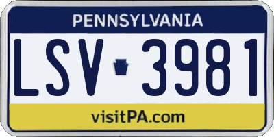 PA license plate LSV3981