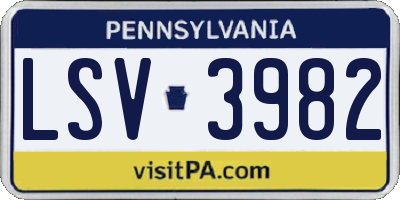 PA license plate LSV3982