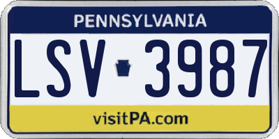 PA license plate LSV3987