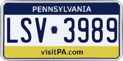 PA license plate LSV3989