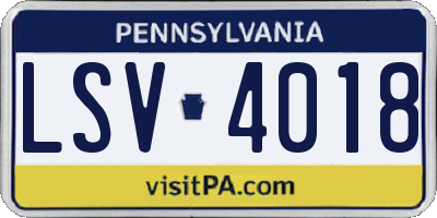 PA license plate LSV4018