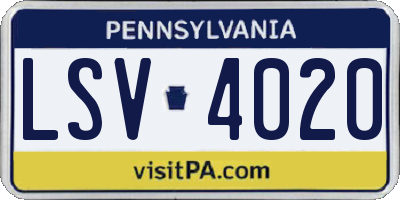 PA license plate LSV4020
