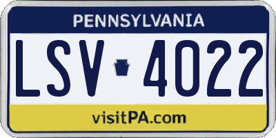 PA license plate LSV4022