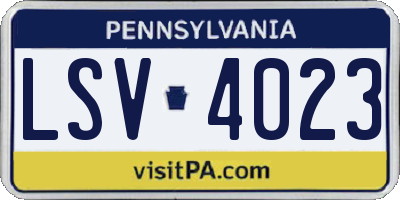 PA license plate LSV4023