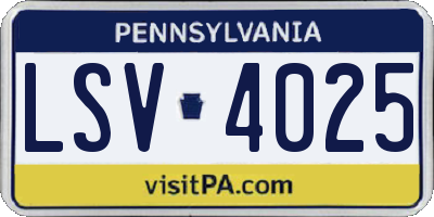 PA license plate LSV4025