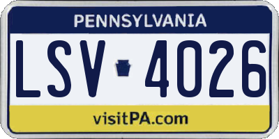 PA license plate LSV4026
