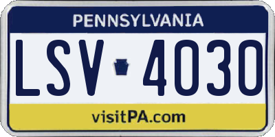 PA license plate LSV4030