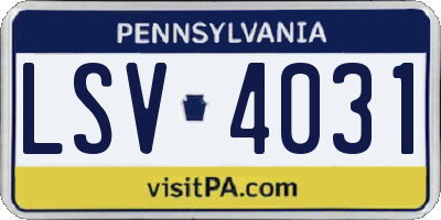 PA license plate LSV4031