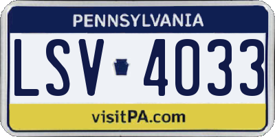 PA license plate LSV4033