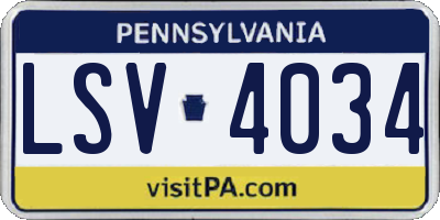 PA license plate LSV4034